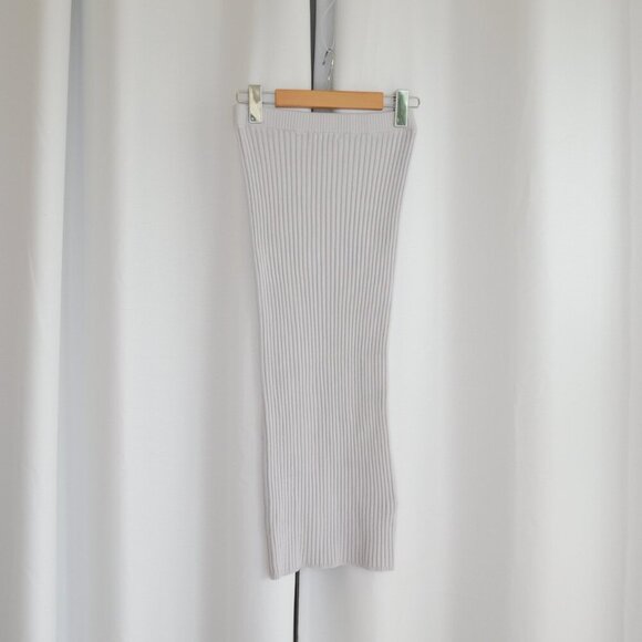 Shop 437 Ribbed Knit Grey Midi Skirt Sz S - Picture 3 of 7